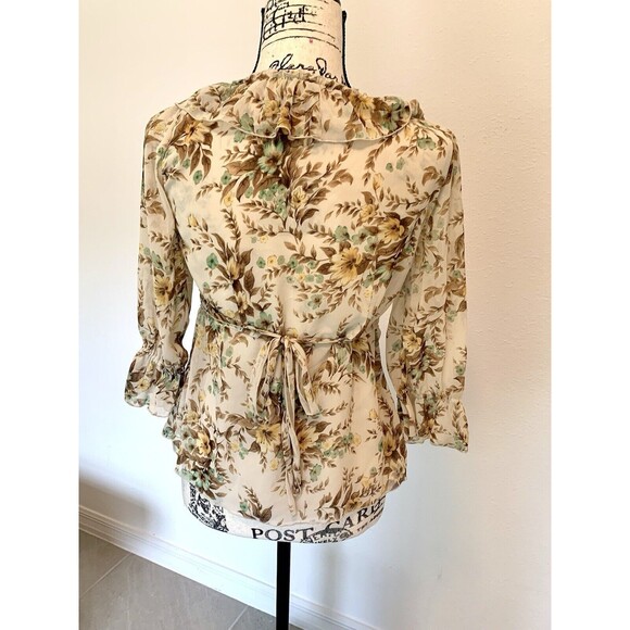 Nine West Chiffon Floral Blouse Size 2 - Picture 2 of 6